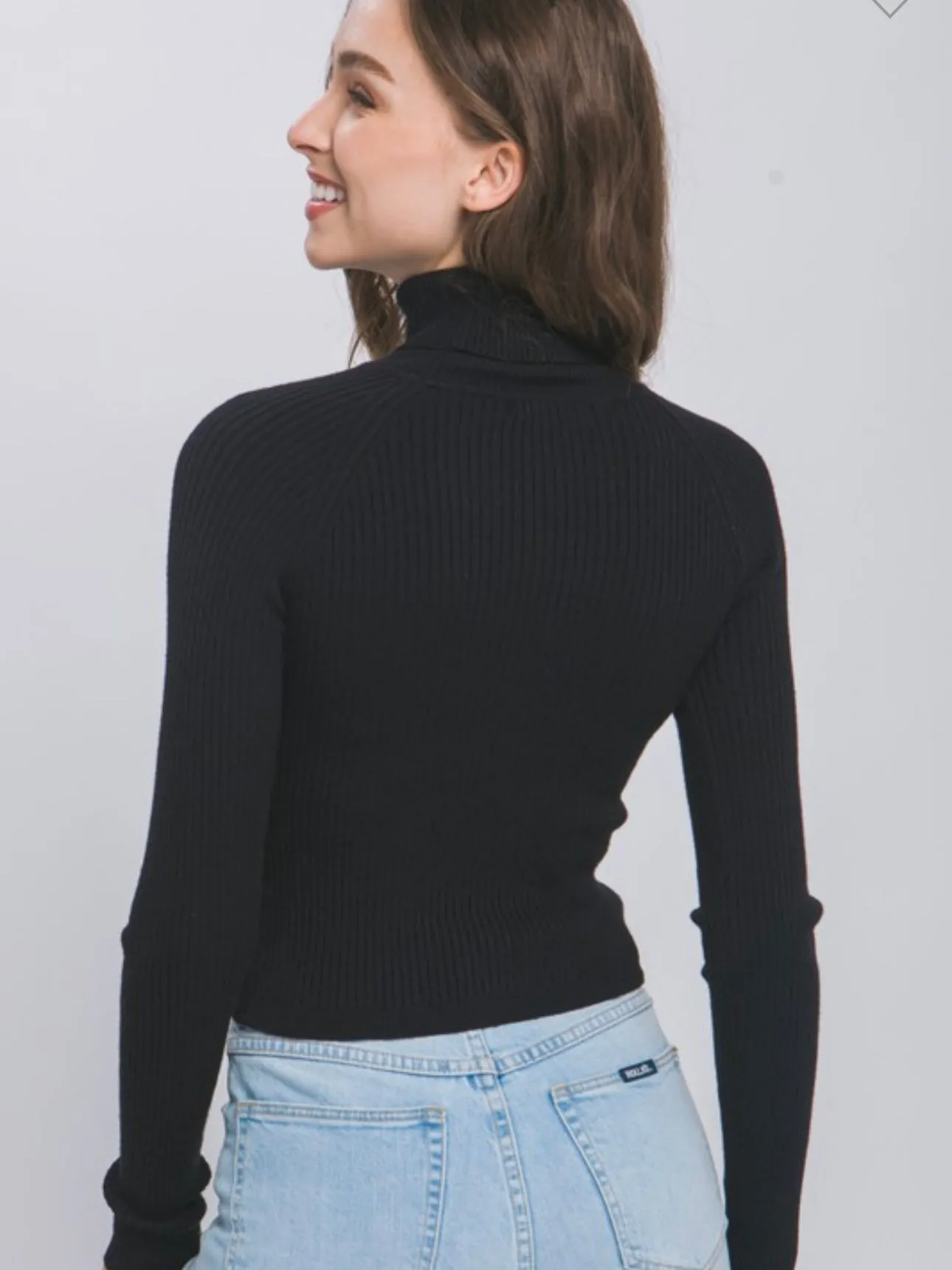 Ribbed Turtleneck: Black