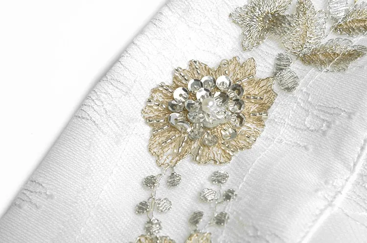 Rizo Sleeve Shirt Tops Embroidery Sequins Skirt Two-piece set