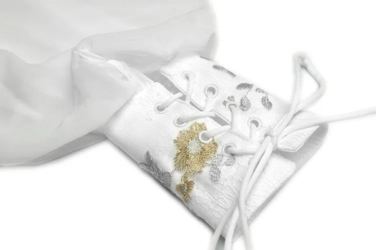 Rizo Sleeve Shirt Tops Embroidery Sequins Skirt Two-piece set