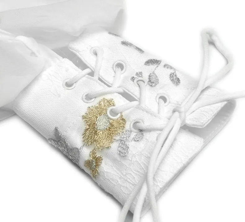 Rizo Sleeve Shirt Tops Embroidery Sequins Skirt Two-piece set