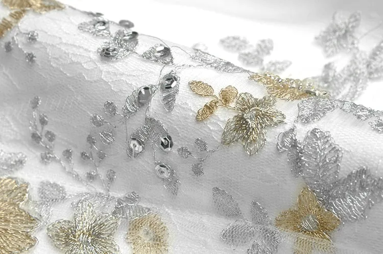 Rizo Sleeve Shirt Tops Embroidery Sequins Skirt Two-piece set