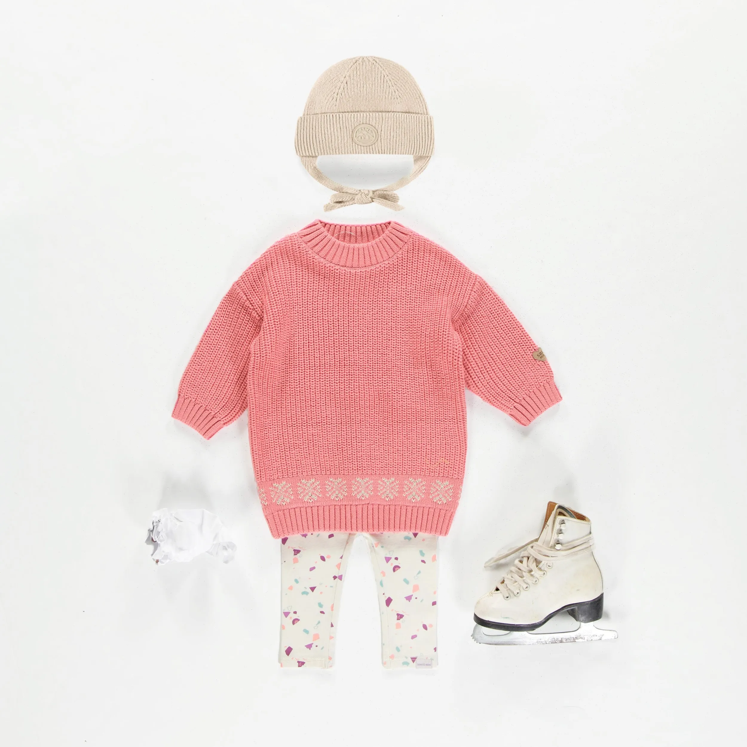 Robe de maille rose en cachemire, bébé || Pink knitted dress in cashmere, baby