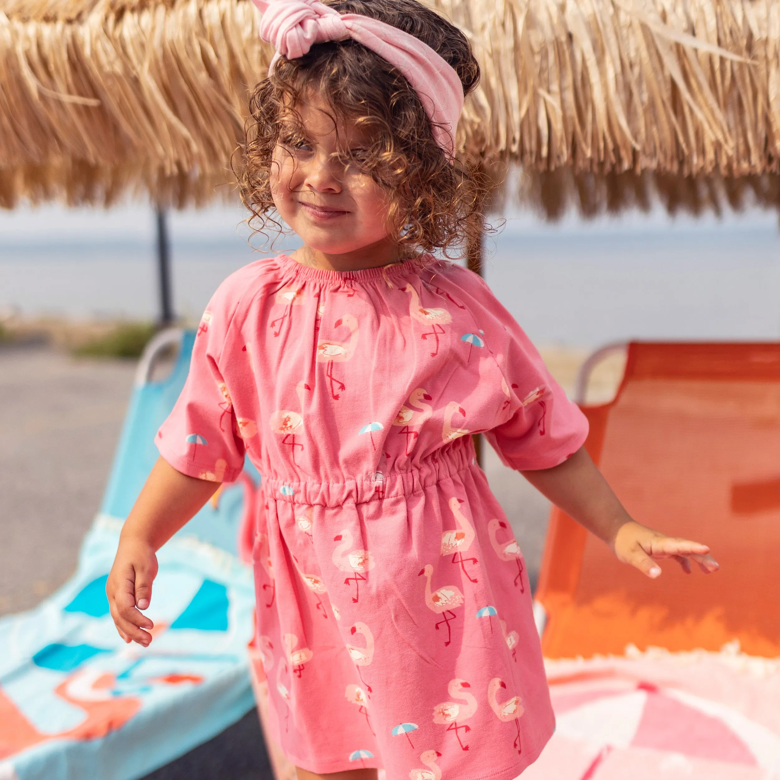 Robe rose à motifs, bébé || Pink patterned dress, baby