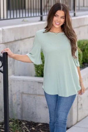 Round Neck Waffle Knit T-Shirt