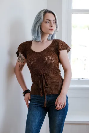 Ruffle Sleeve Top in Tobacco