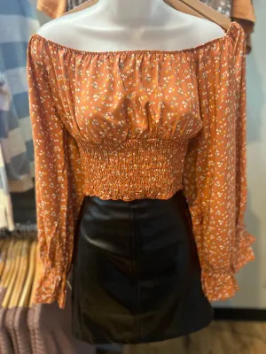 Rust Floral Print Top