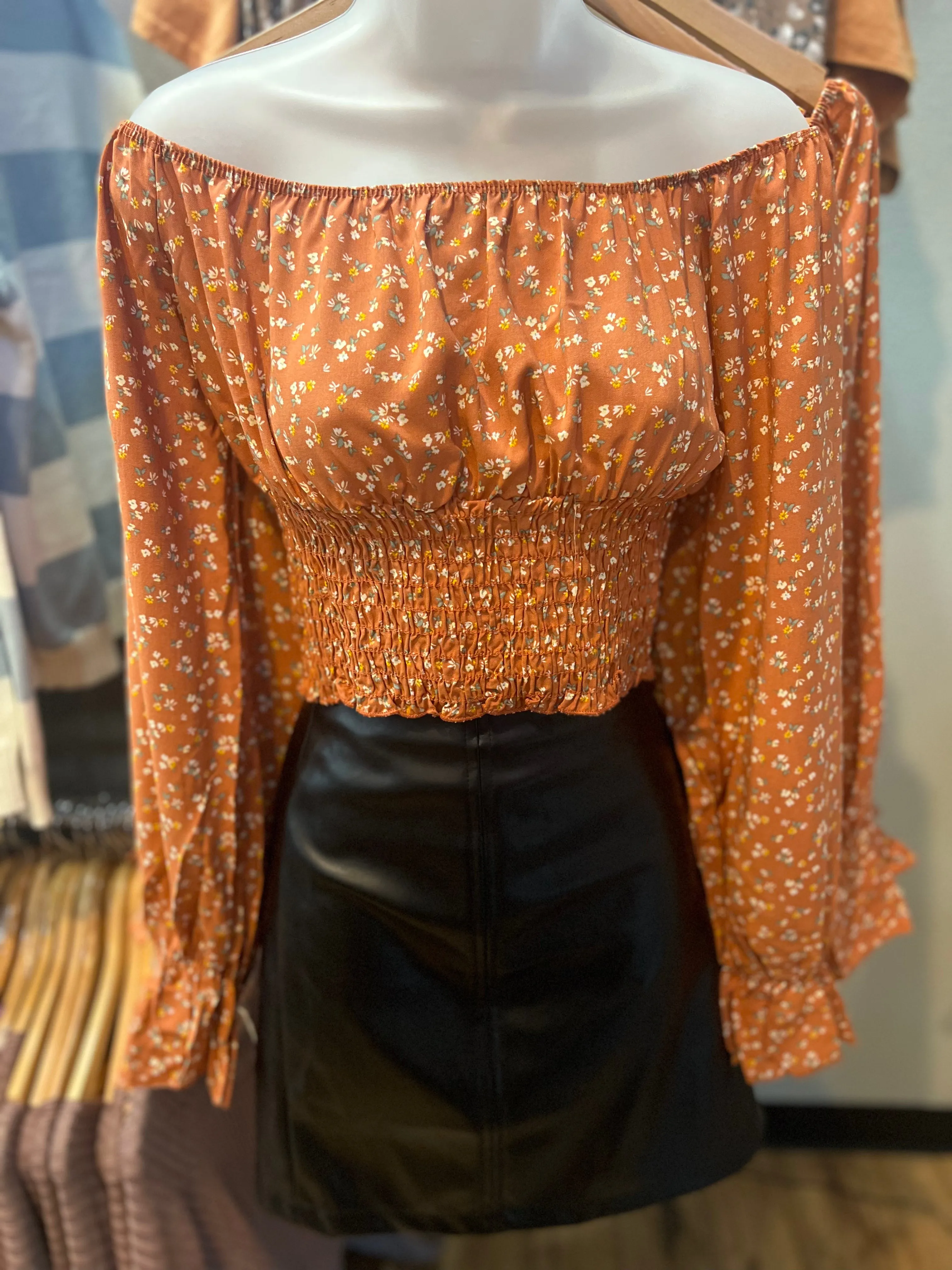 Rust Floral Print Top