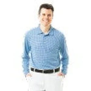 SanSoleil Mens Solcool Long Sleeve Check Button Polo - VINTAGE