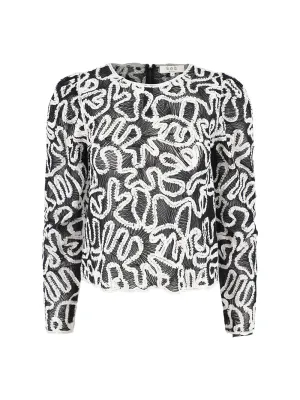 Sea Alice Embroidery Battenberg Long Sleeve Top in Multi