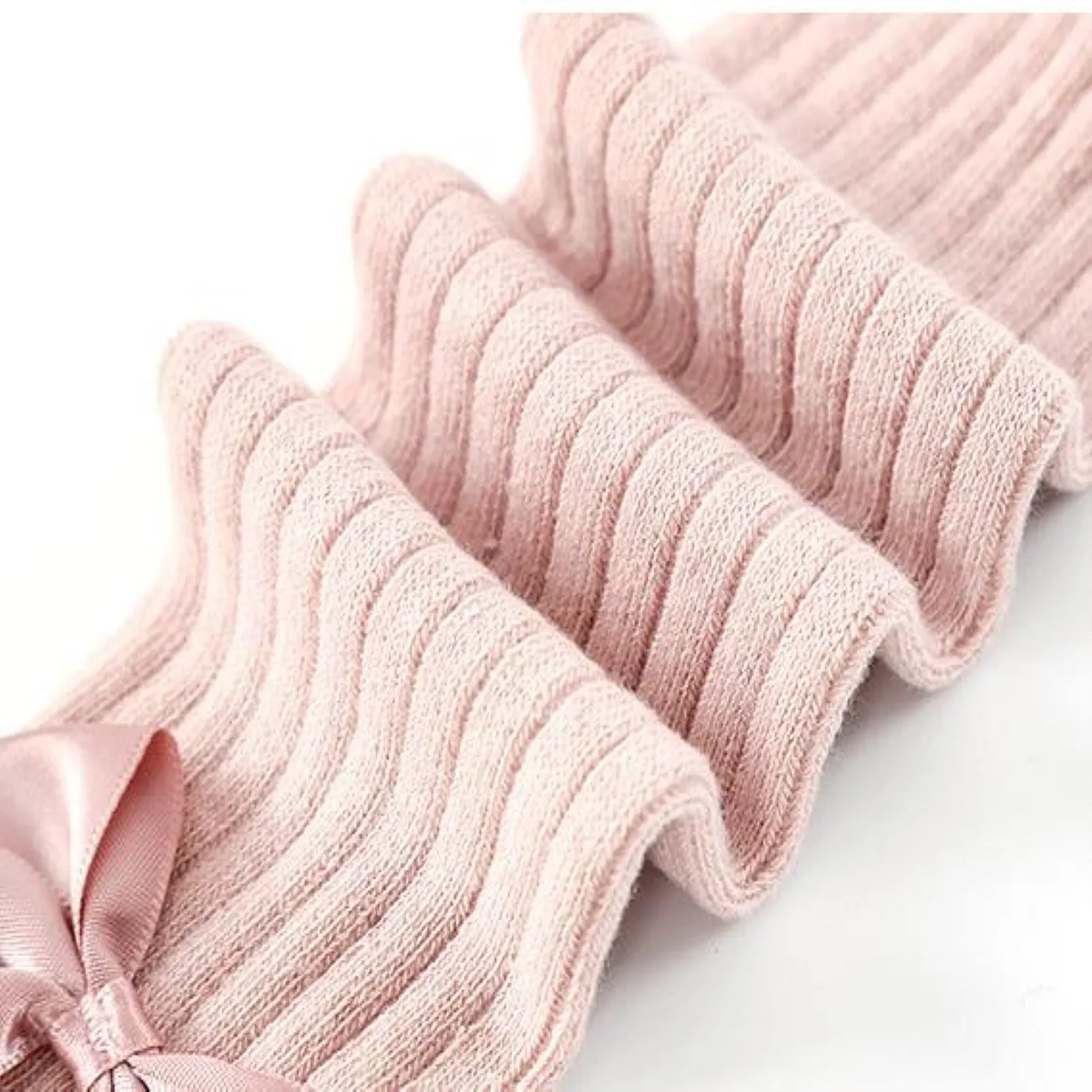 Seamless Cable Knit Tights with Bow for Baby Girls