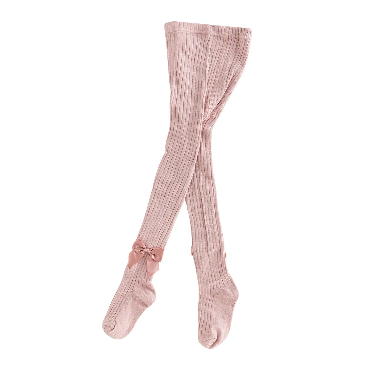 Seamless Cable Knit Tights with Bow for Baby Girls