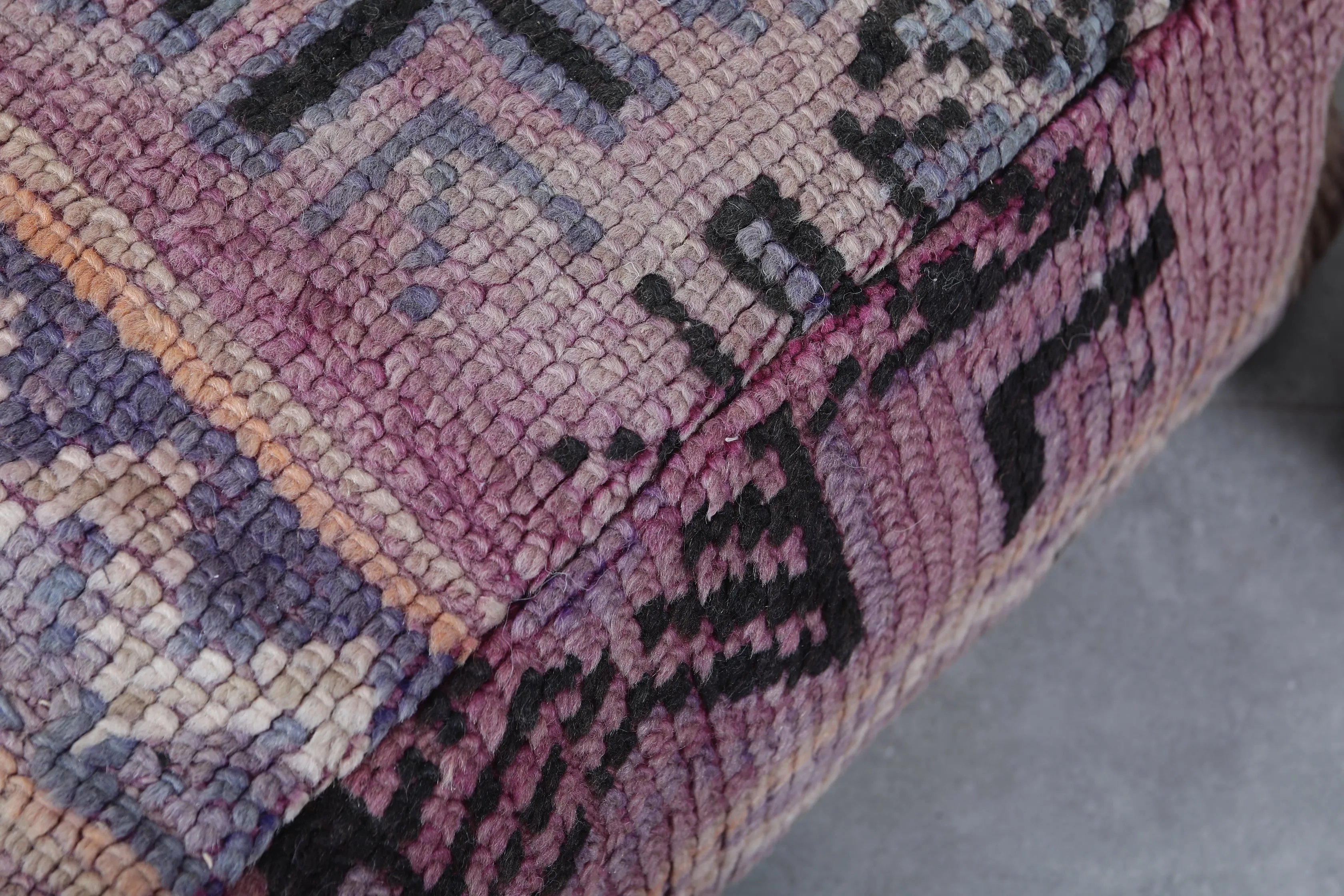 Set of 2 Vintage Moroccan Poufs - Handwoven Floor Cushions