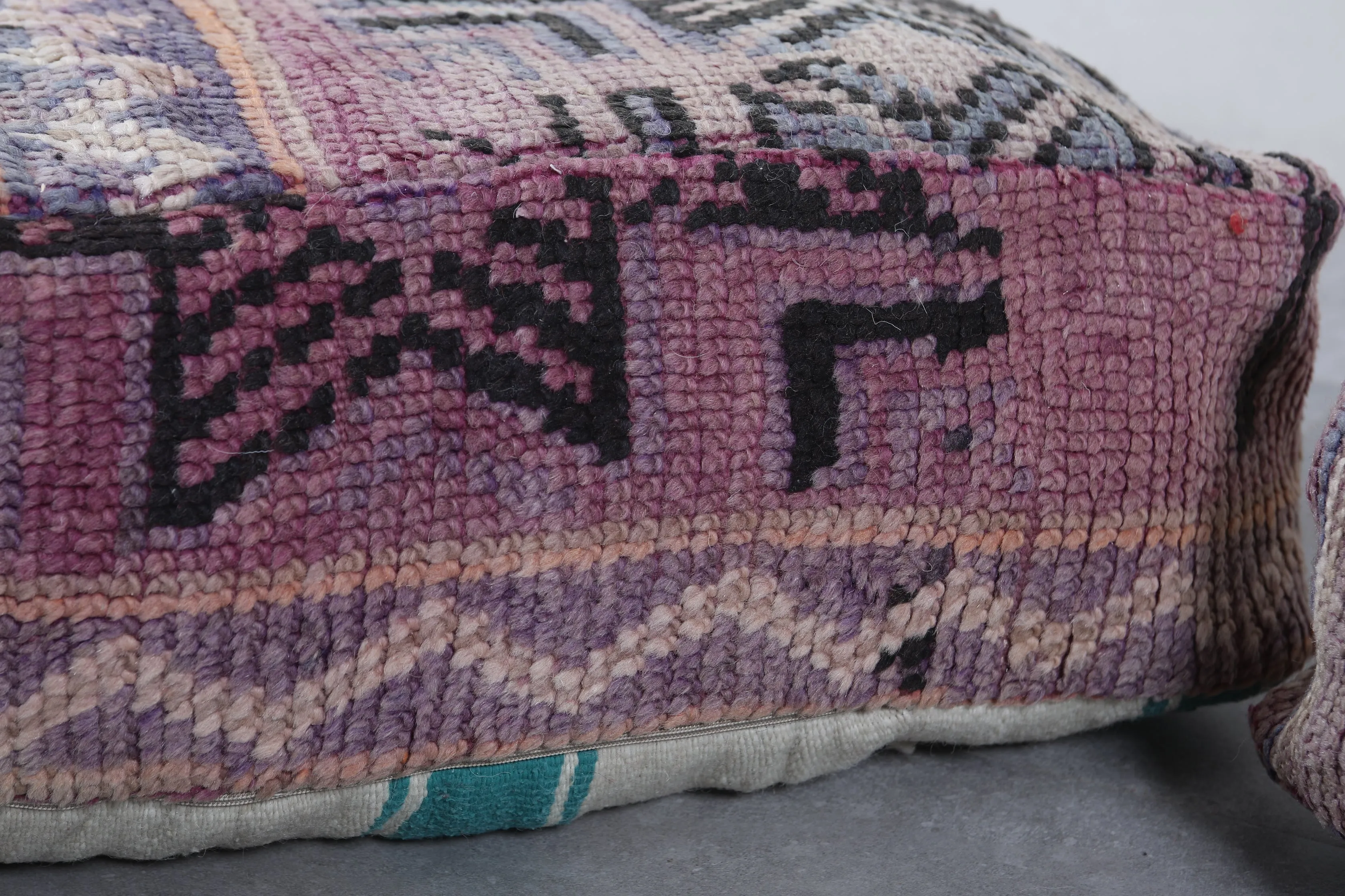 Set of 2 Vintage Moroccan Poufs - Handwoven Floor Cushions
