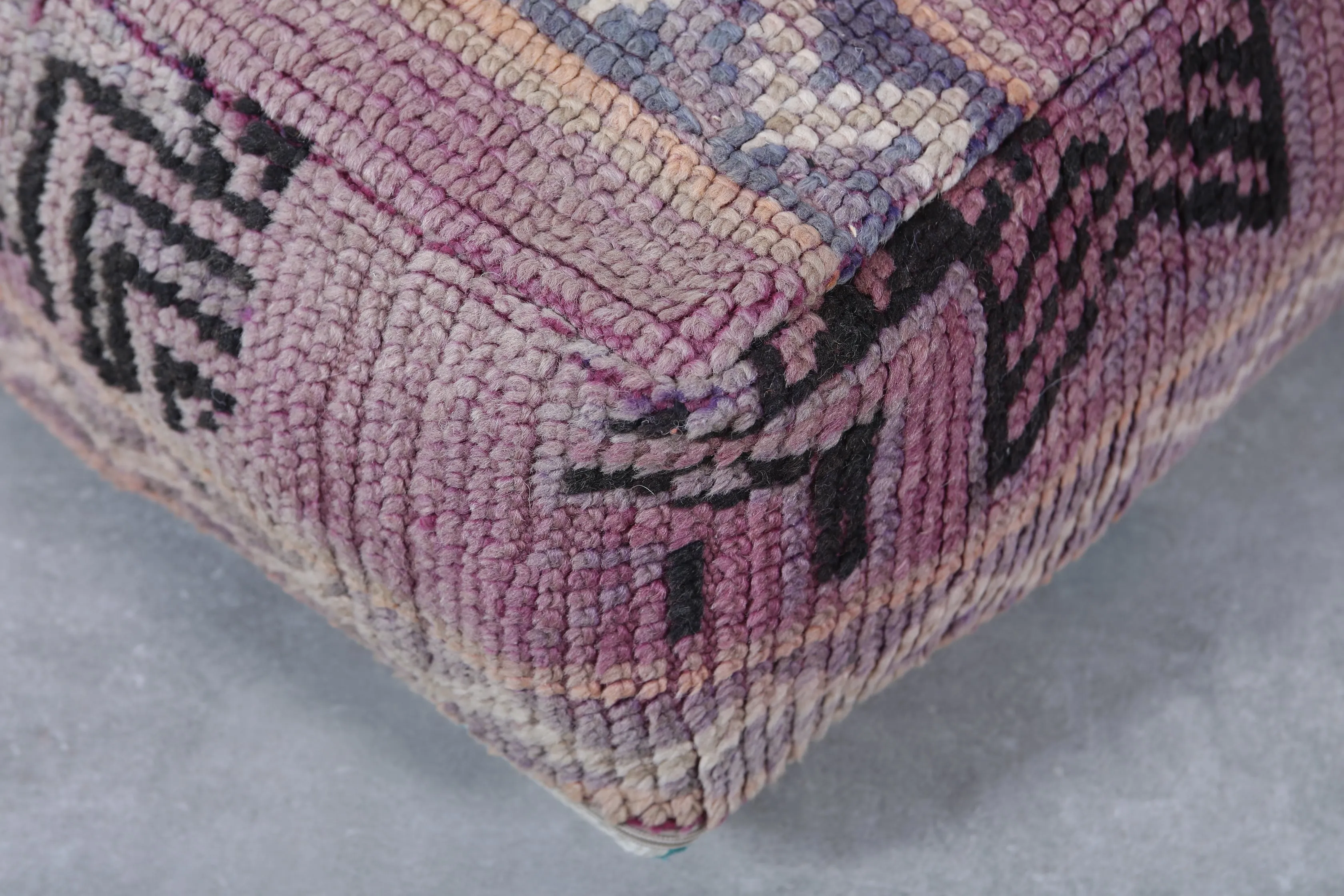 Set of 2 Vintage Moroccan Poufs - Handwoven Floor Cushions