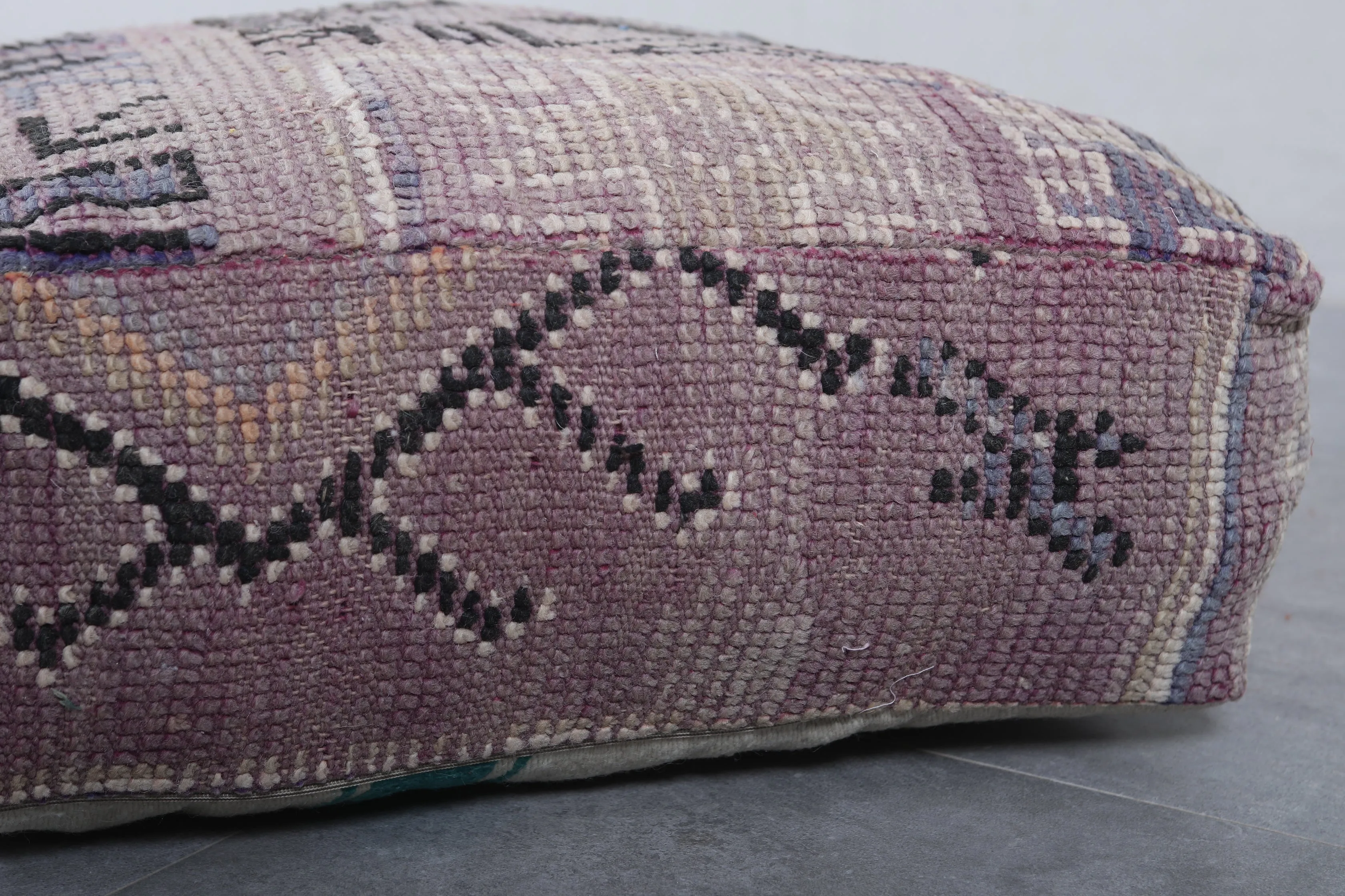 Set of 2 Vintage Moroccan Poufs - Handwoven Floor Cushions