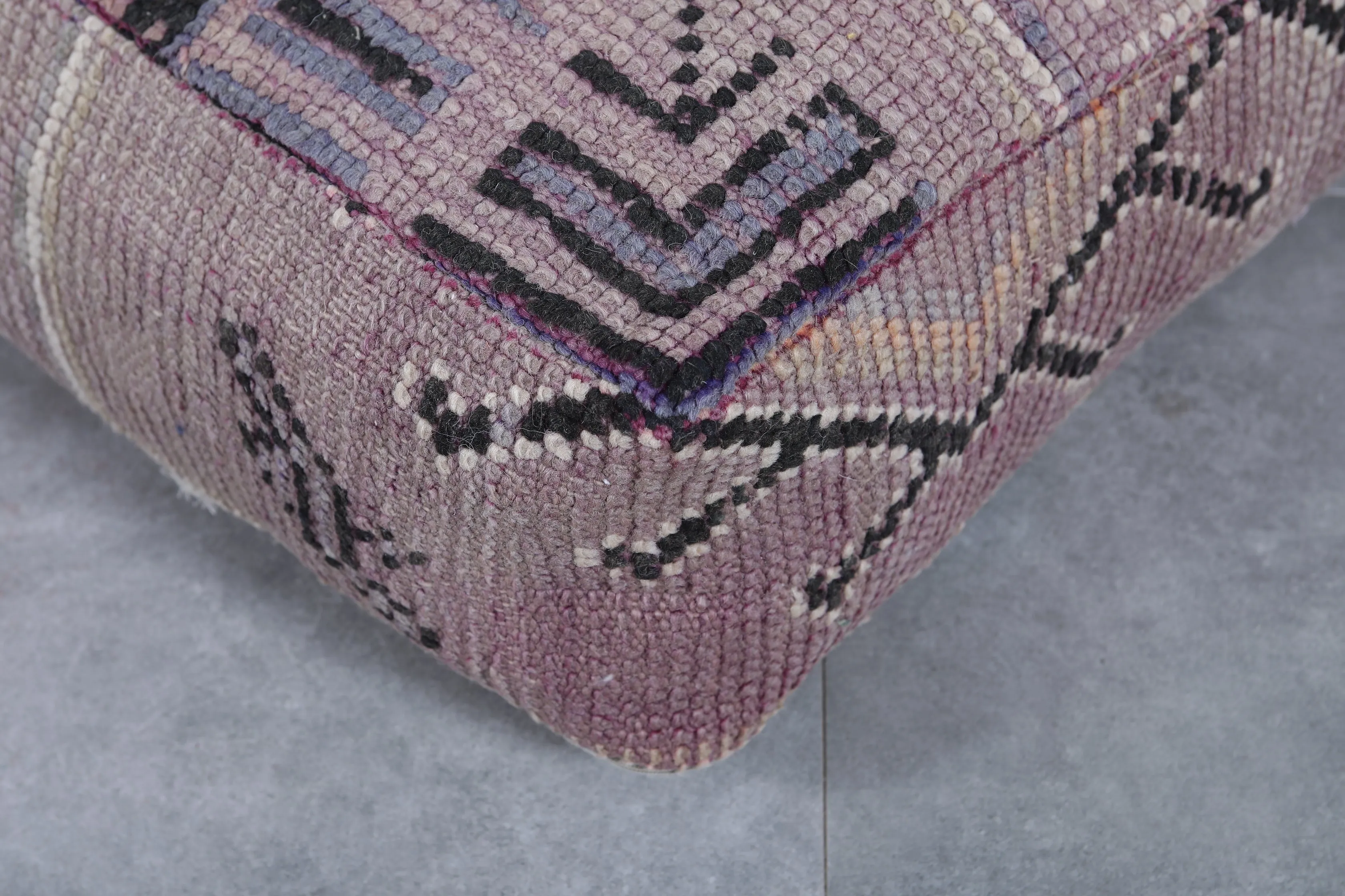 Set of 2 Vintage Moroccan Poufs - Handwoven Floor Cushions
