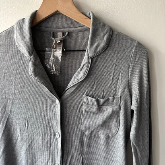Skims Soft Lounge Heather Gray Ribbed Sleep Top Size XXS