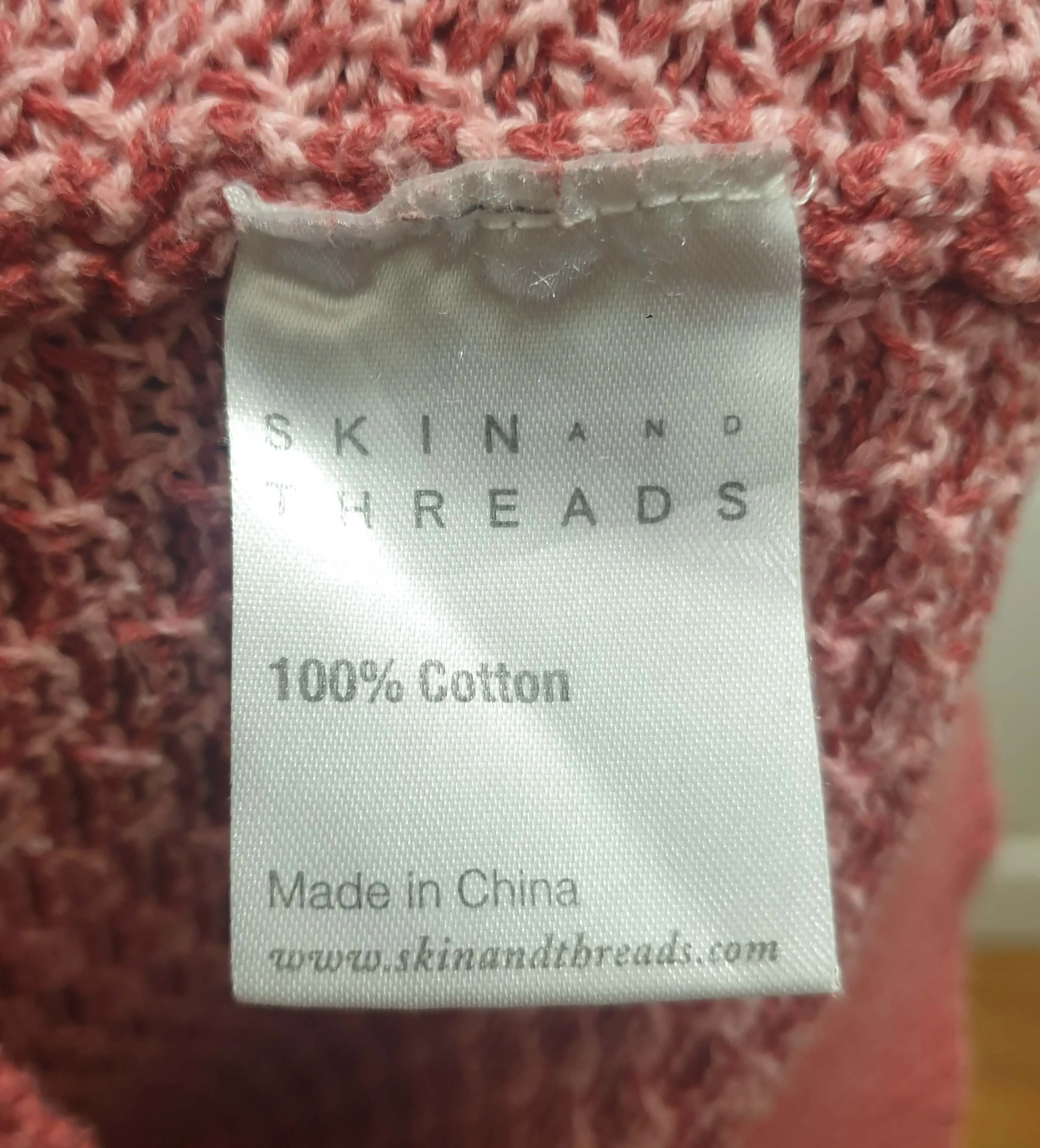 Skin & Threads pink and red knit cotton jumper size 0