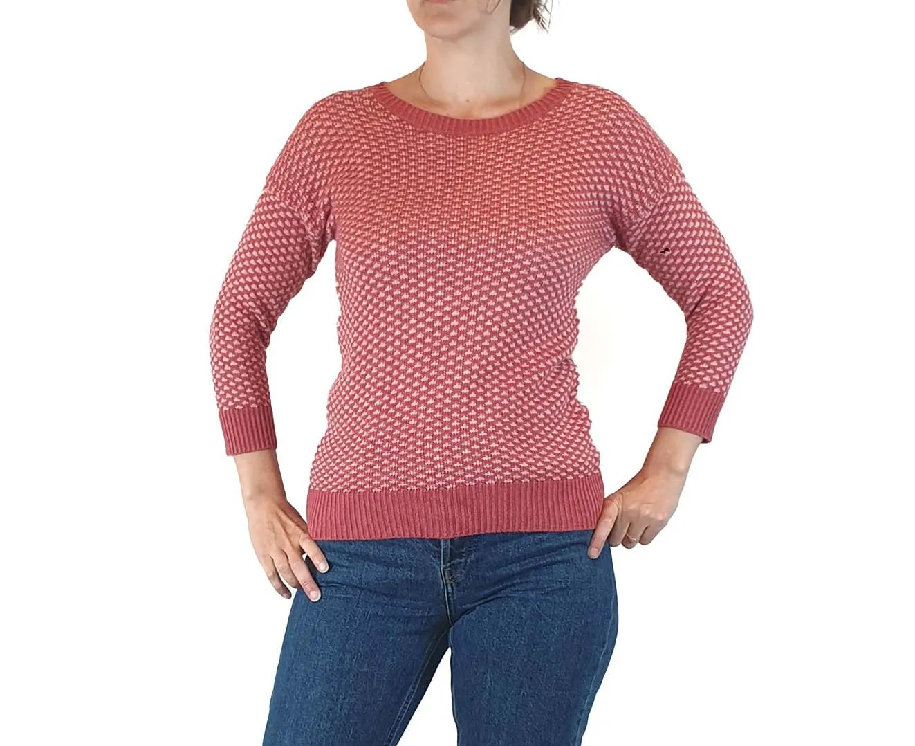 Skin & Threads pink and red knit cotton jumper size 0
