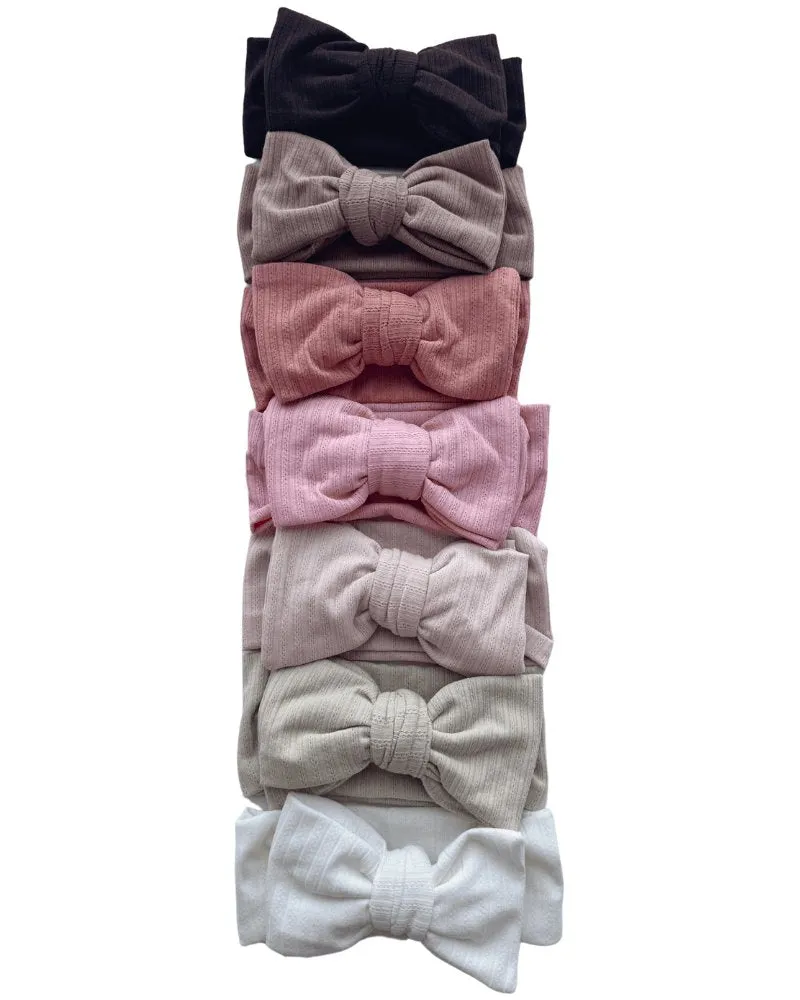 Skinny Knit Large Bow Headband - Cocoa