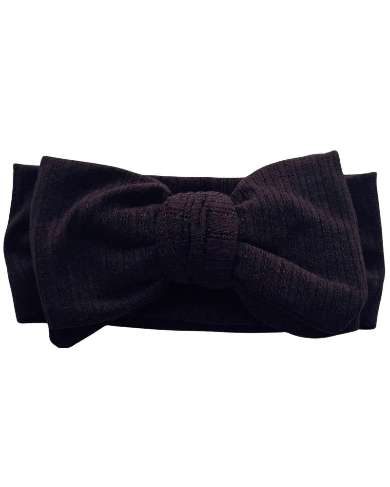 Skinny Knit Large Bow Headband - Cocoa