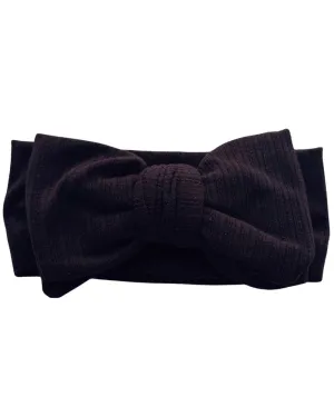Skinny Knit Large Bow Headband - Cocoa