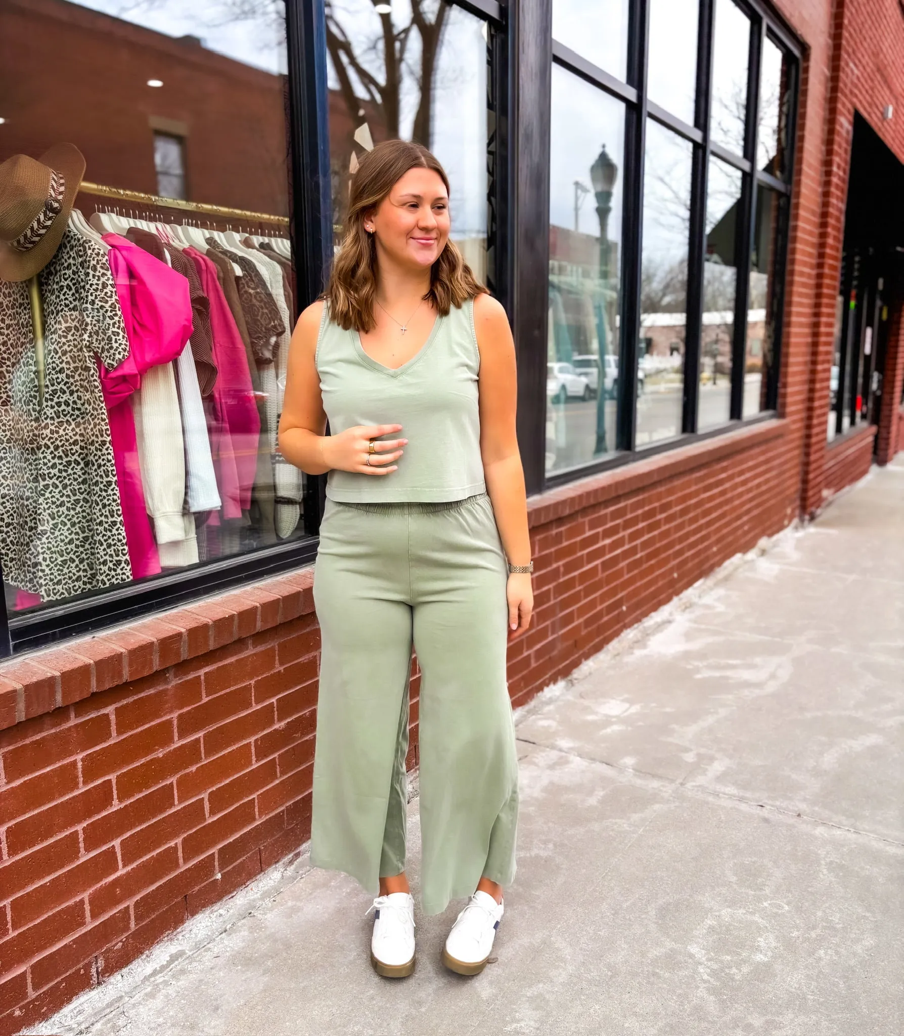 Sloane V-neck Top - Avocado