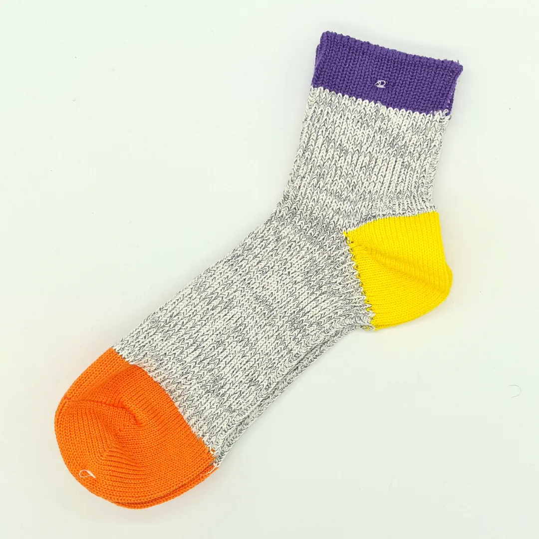 Slub Nep Switching Ankle Socks - Cotton and Hemp -Multiple Colours