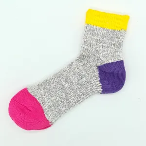 Slub Nep Switching Ankle Socks - Cotton and Hemp -Multiple Colours
