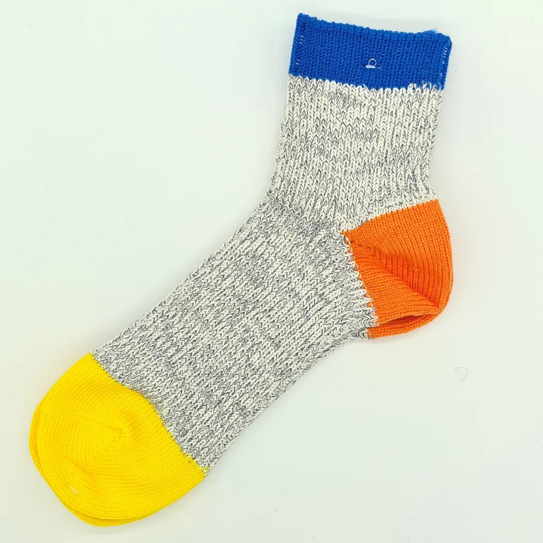 Slub Nep Switching Ankle Socks - Cotton and Hemp -Multiple Colours