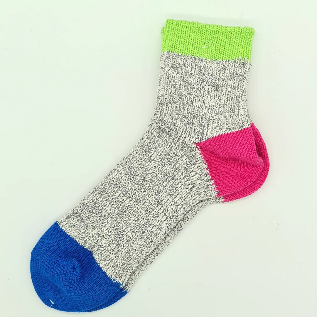 Slub Nep Switching Ankle Socks - Cotton and Hemp -Multiple Colours
