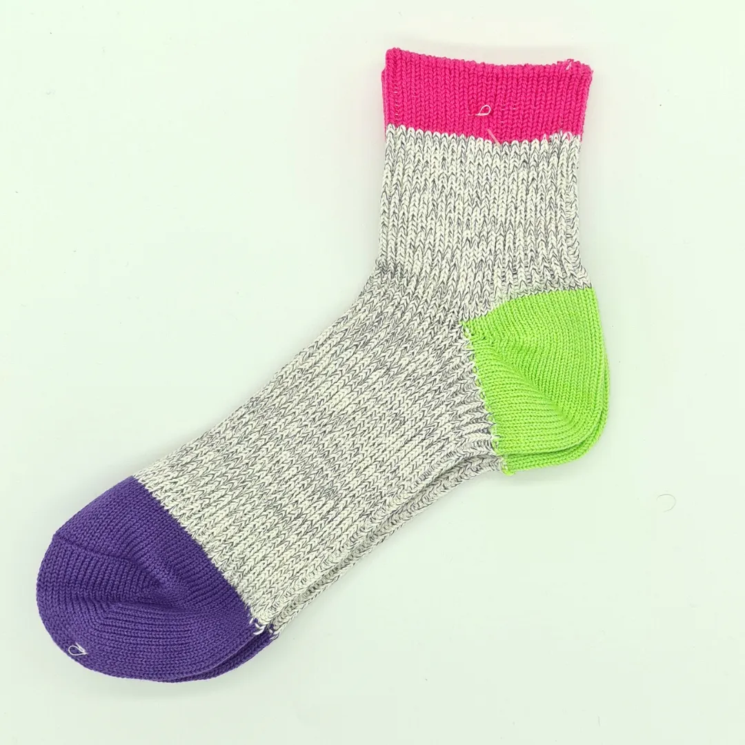 Slub Nep Switching Ankle Socks - Cotton and Hemp -Multiple Colours