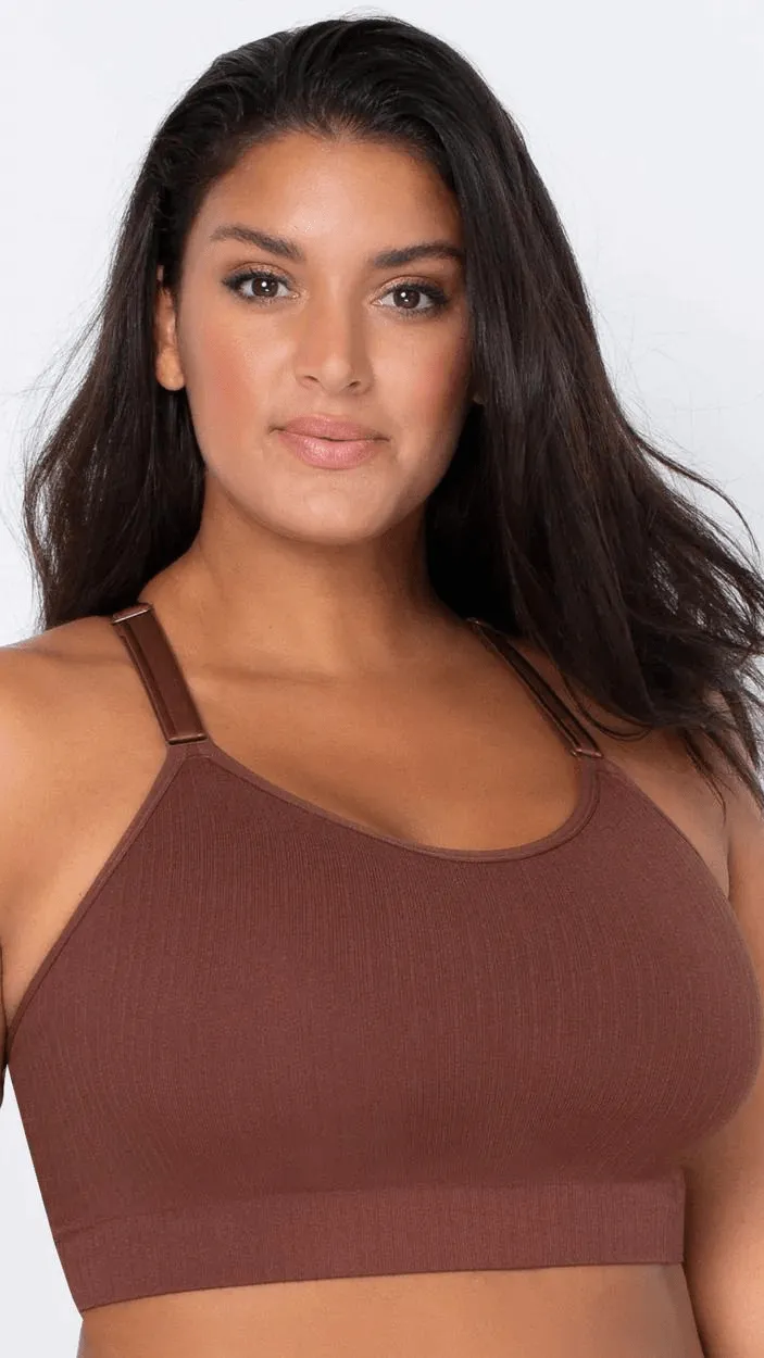 Smooth Seamless Wireless Longline Bra - Chocolate Nude