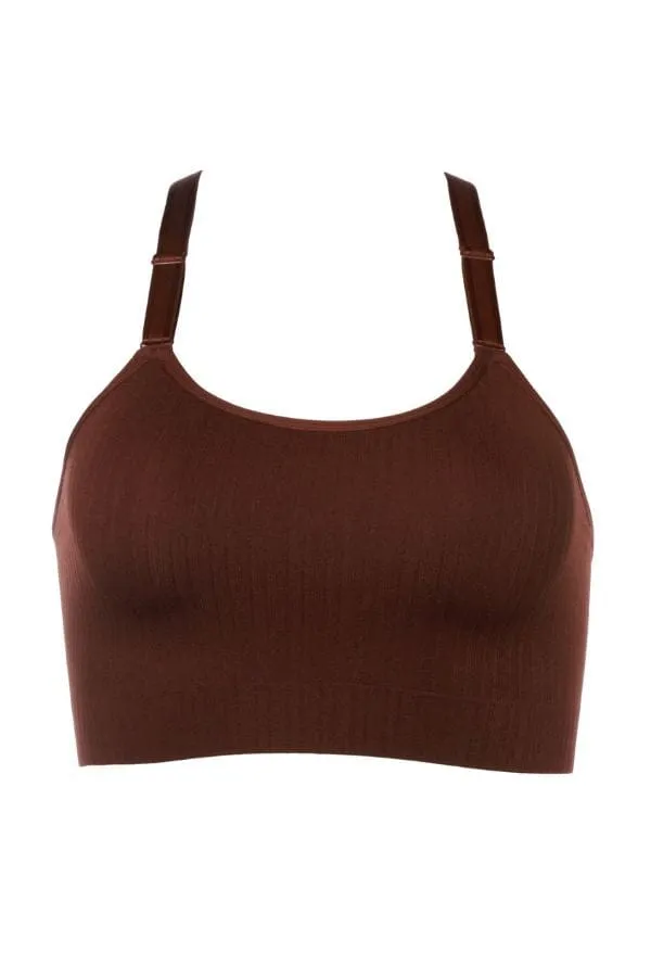 Smooth Seamless Wireless Longline Bra - Chocolate Nude