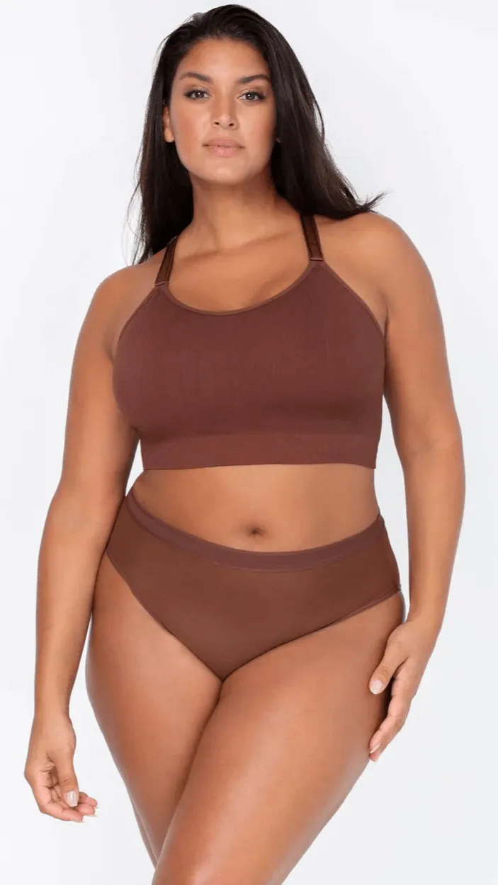 Smooth Seamless Wireless Longline Bra - Chocolate Nude