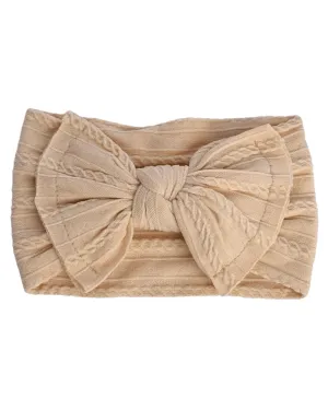 Solid Knit Nylon Headband - Cream