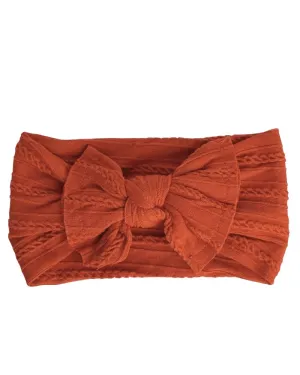 Solid Knit Nylon Headband - Rich Rust