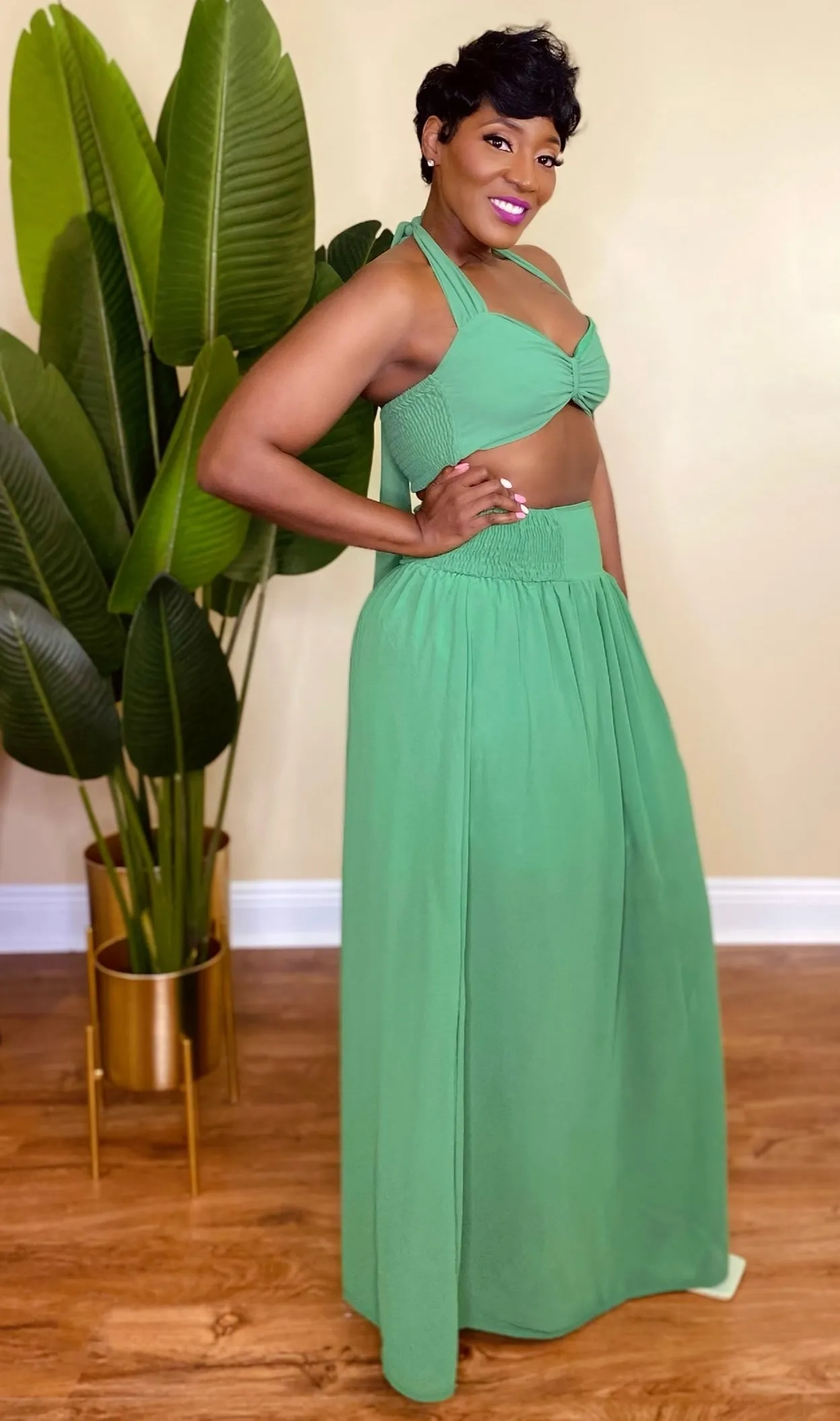 SUNSET BABE SKIRT SET (GREEN)