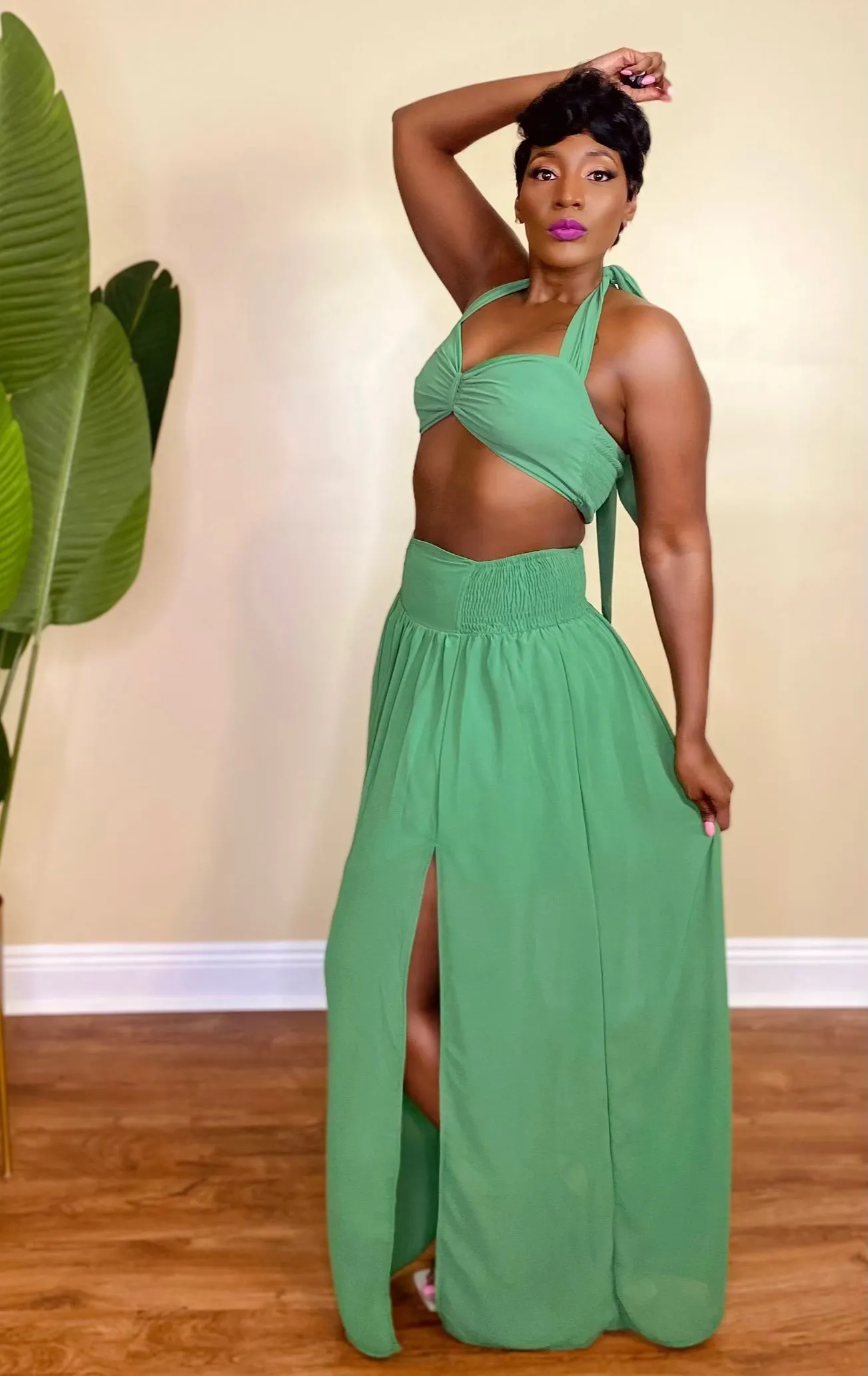 SUNSET BABE SKIRT SET (GREEN)