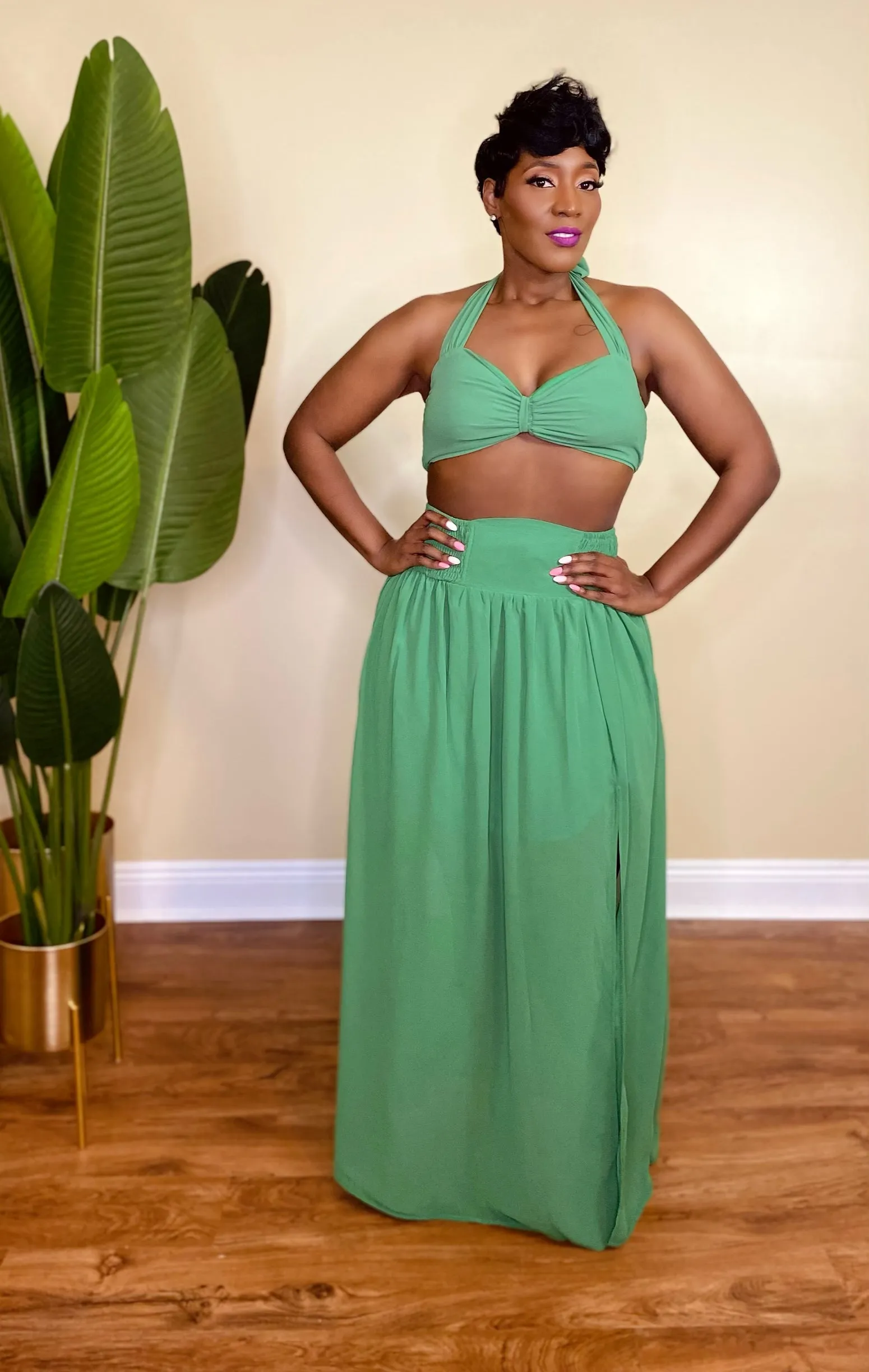 SUNSET BABE SKIRT SET (GREEN)