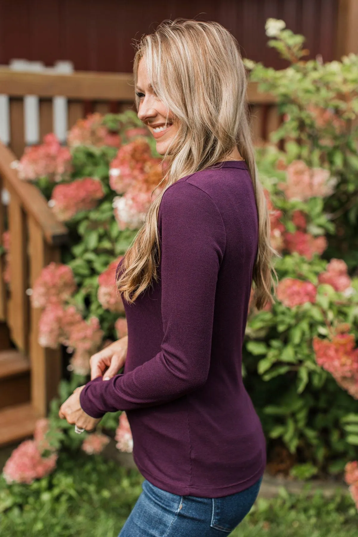 Super Lovable Long Sleeve Top- Plum