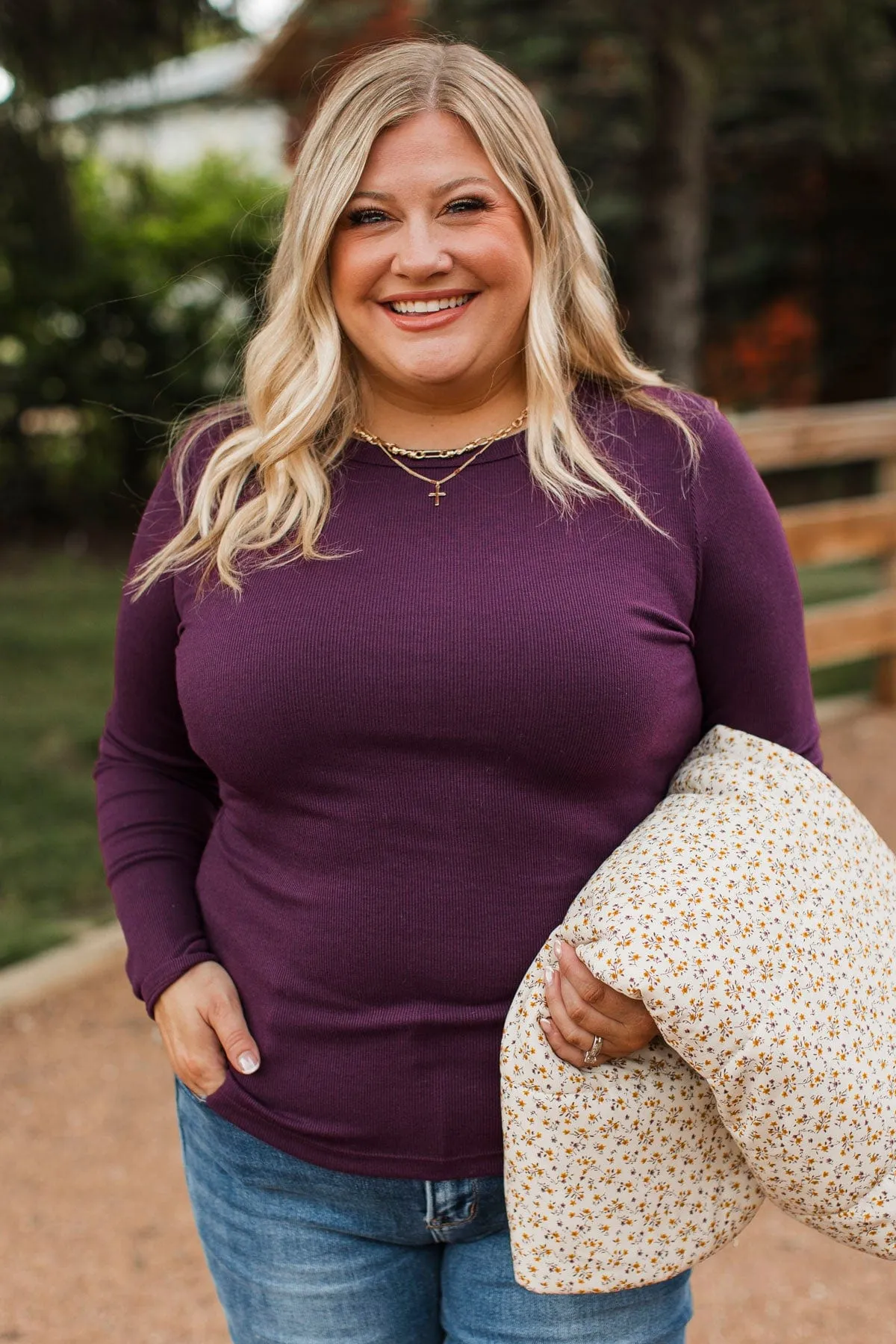 Super Lovable Long Sleeve Top- Plum
