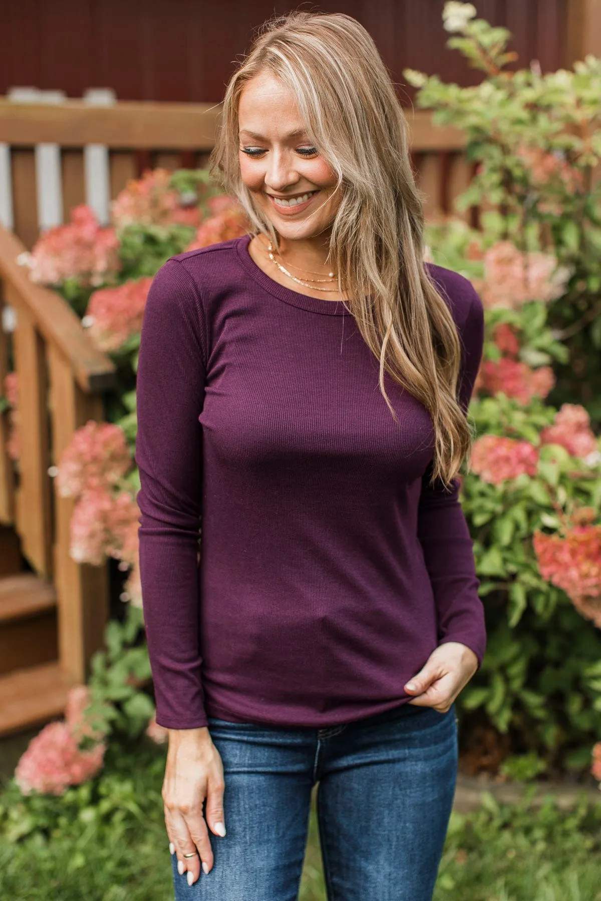 Super Lovable Long Sleeve Top- Plum