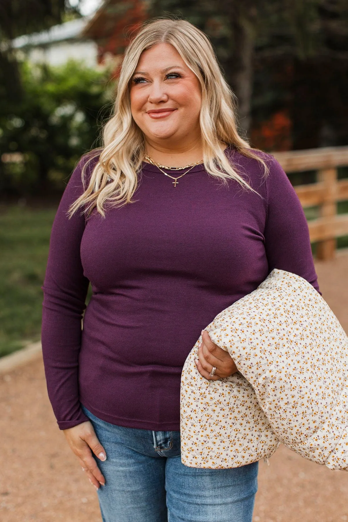 Super Lovable Long Sleeve Top- Plum