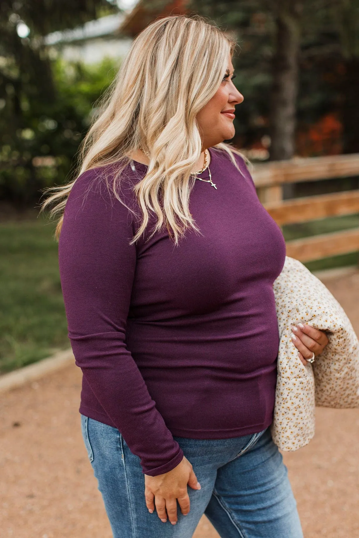 Super Lovable Long Sleeve Top- Plum