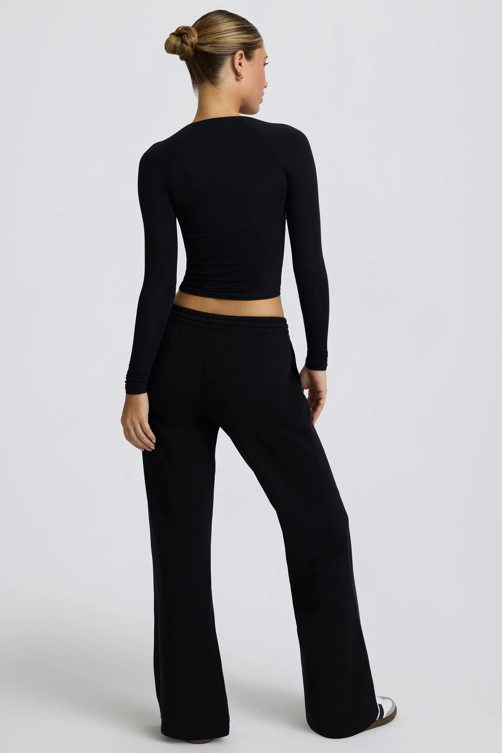 Tall Low-Rise Wide-Leg Joggers in Black