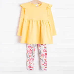 Tara Floral Tunic Set, Yellow