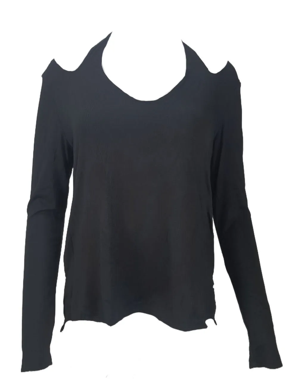 TEREZ Women's Black Long Sleeve Rib Shirt #22217728 NWT