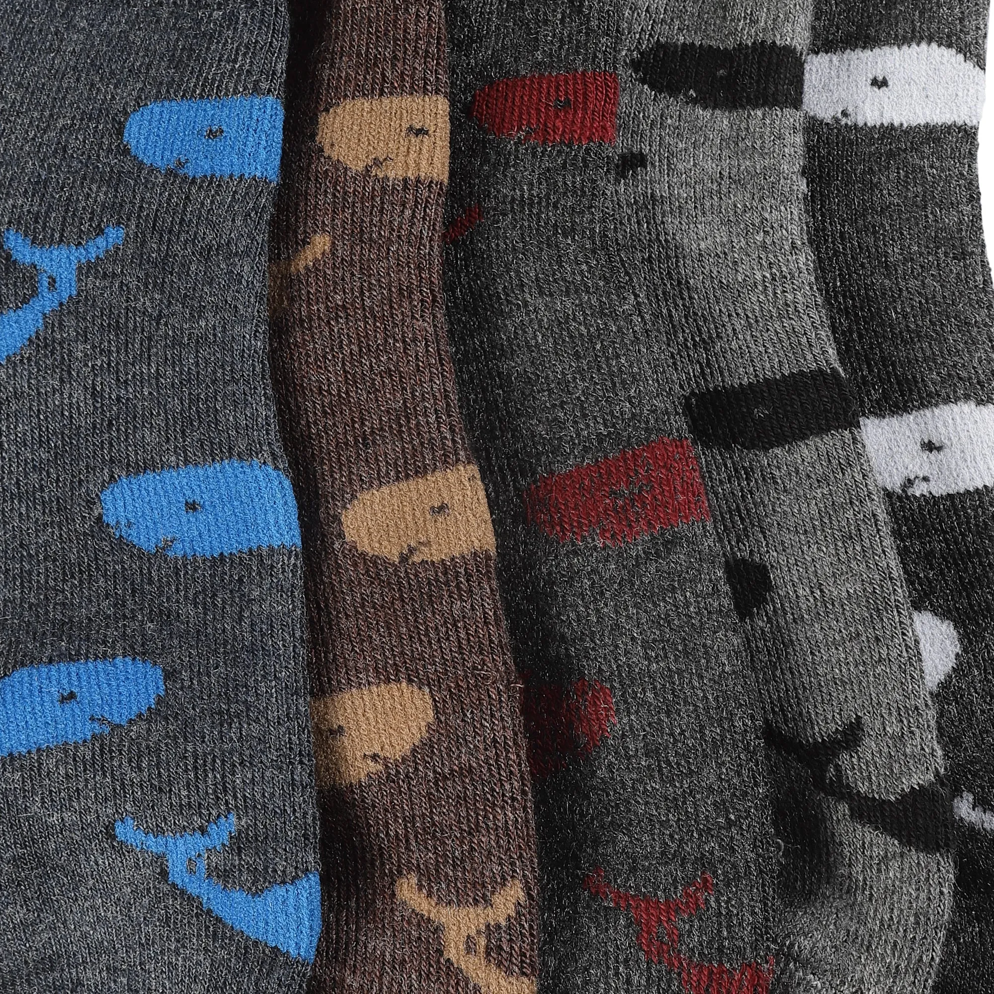 Texlon Kids Ankle Length Woolen Terry Thick Towel Spandex Winter Wear Socks Pack of 5