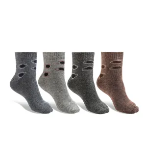 Texlon Men Ankle Length Woolen Terry Thick Towel Socks Pack of 4